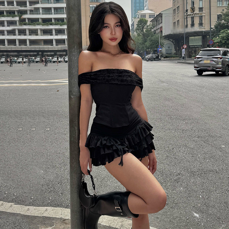 Bandeau Top Ruffle Mini Dress - Image 2