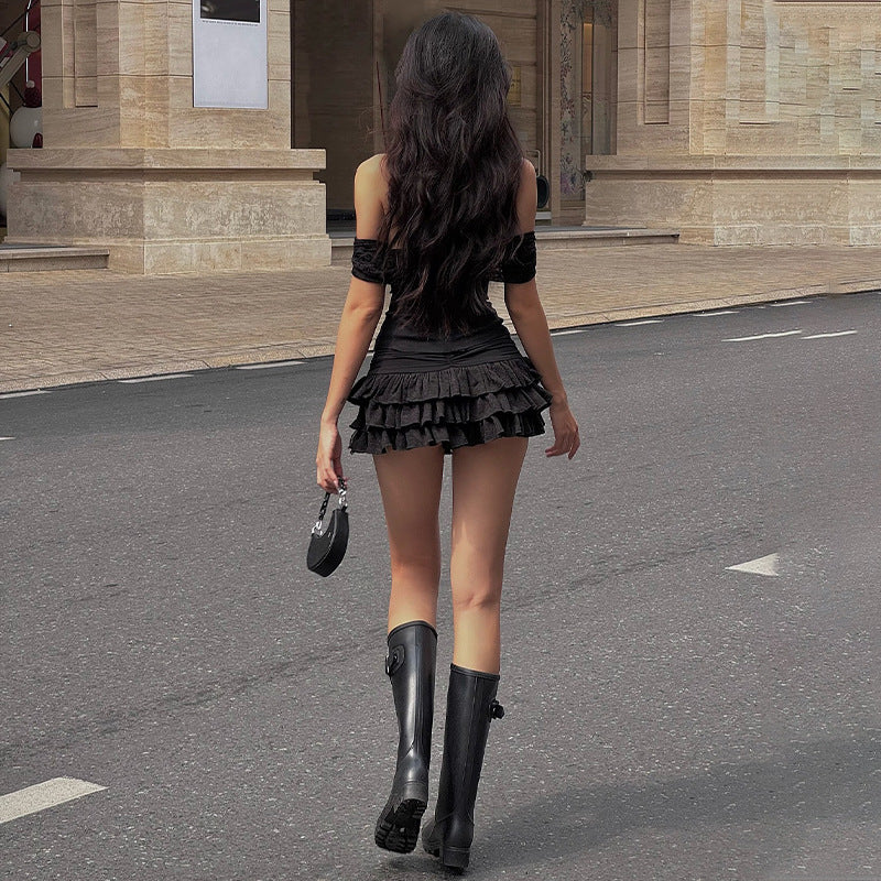 Bandeau Top Ruffle Mini Dress - Image 4