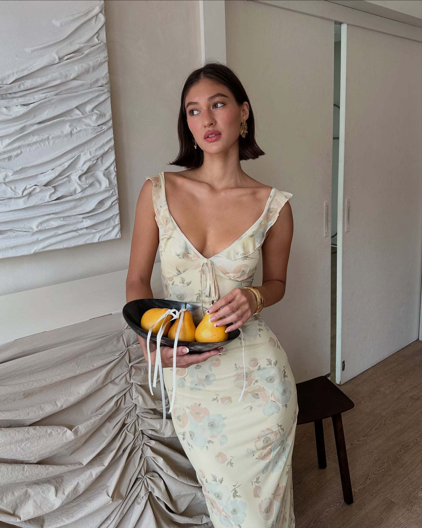 Retro Print Fitted Slip Dress - Image 5