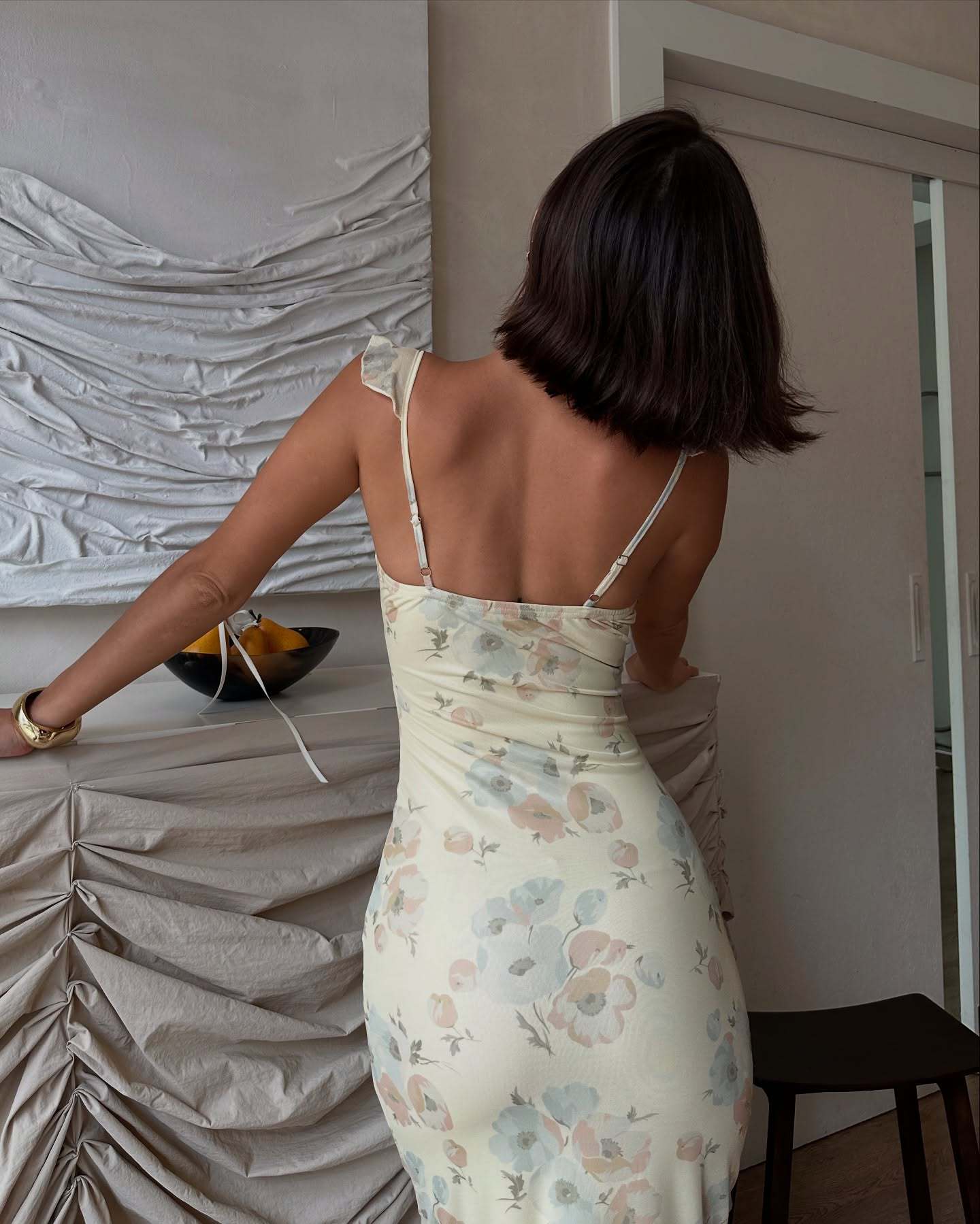 Retro Print Fitted Slip Dress - Image 6