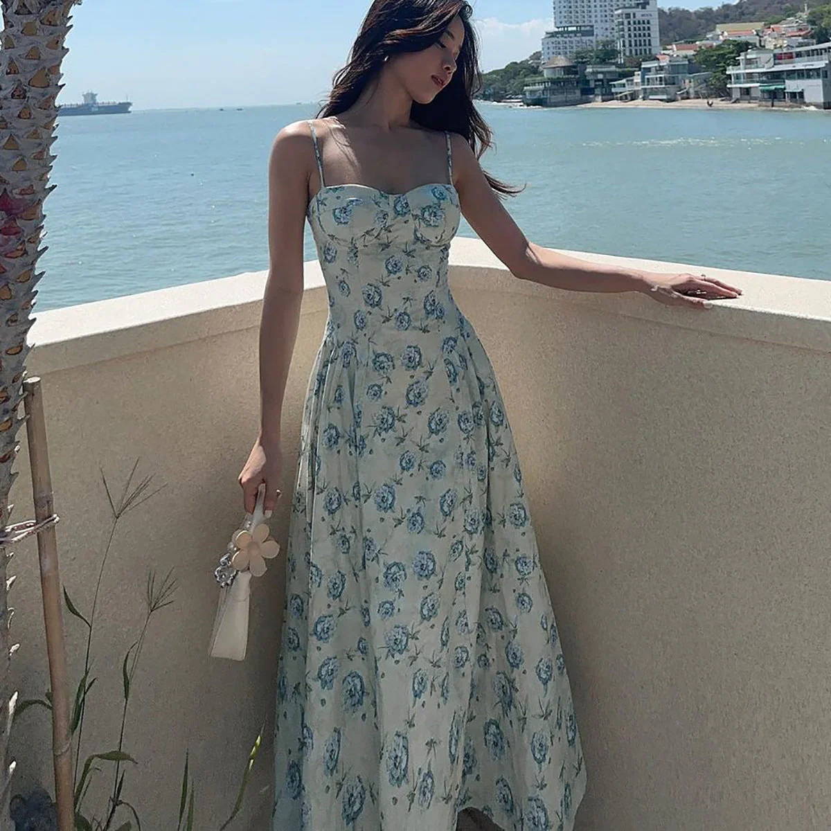 Sweet Style Slim Floral Suspender Dress