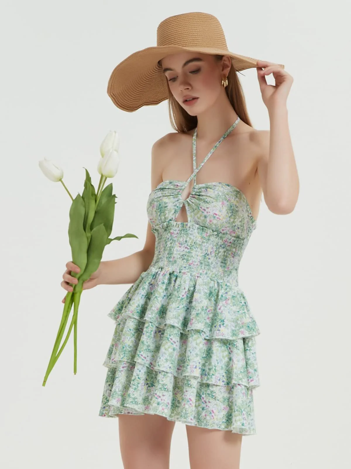 Strapless Lace-Up Waist Mini Dress - Image 3