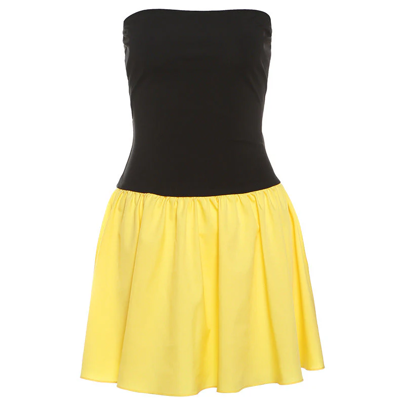 One-Shoulder Pleated Dress With Patchwork - Image 6