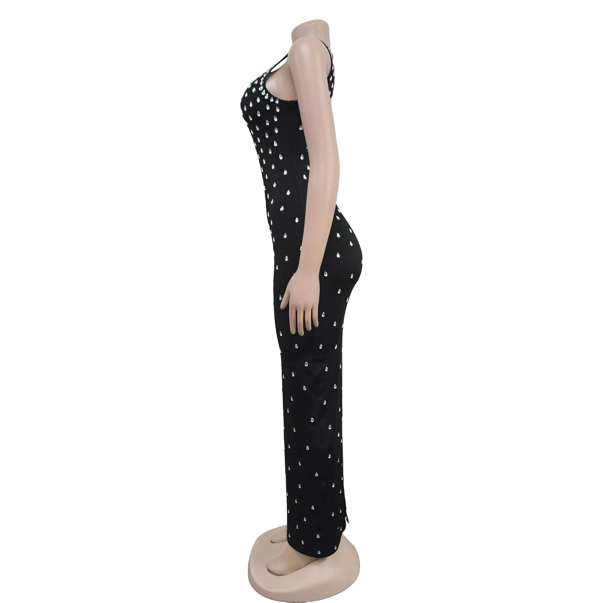 Rhinestone U-Neck Sleeveless Hip Dress - Image 5