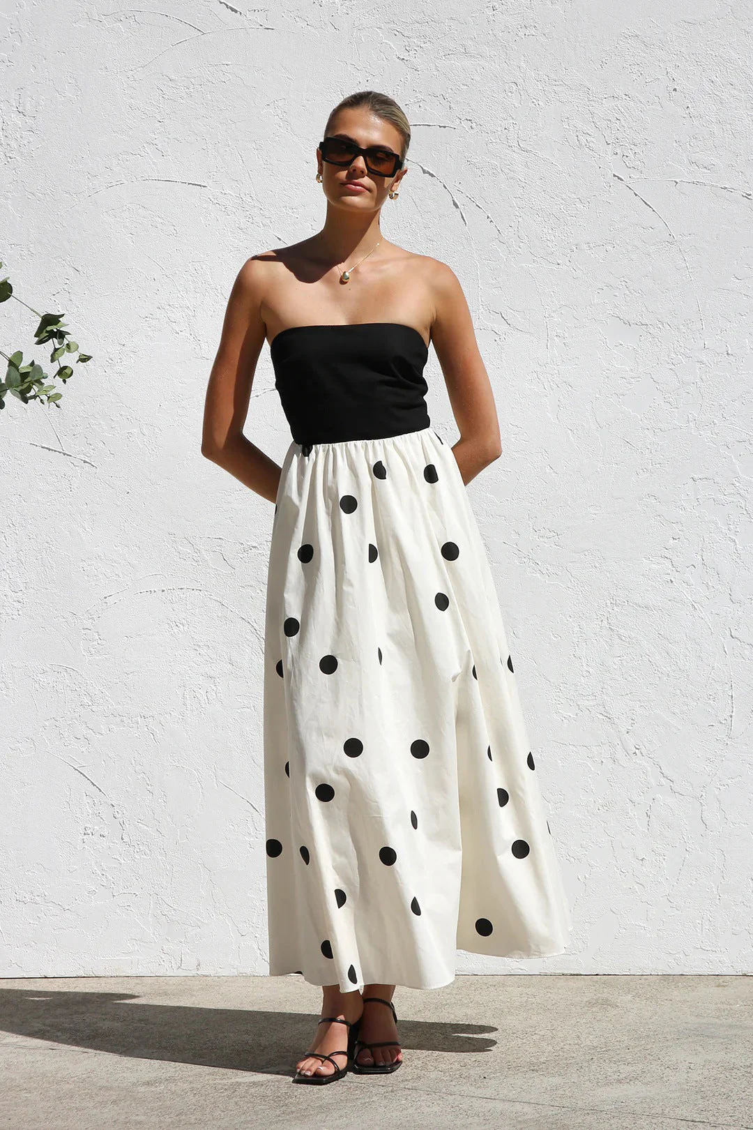 Polka dot print patchwork wrap dress - Image 4