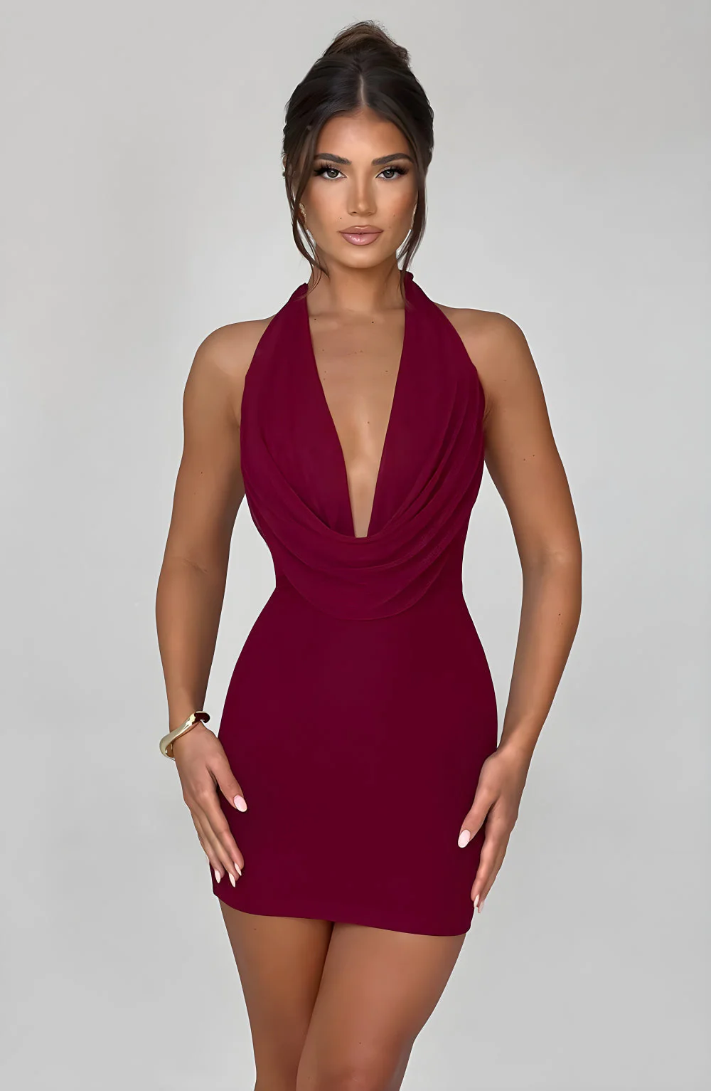 Classic Halter Mini Party Dress - Image 2