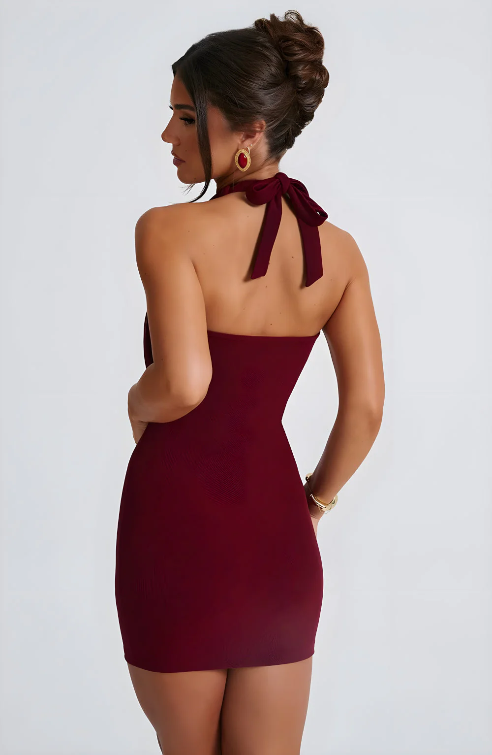 Classic Halter Mini Party Dress - Image 3