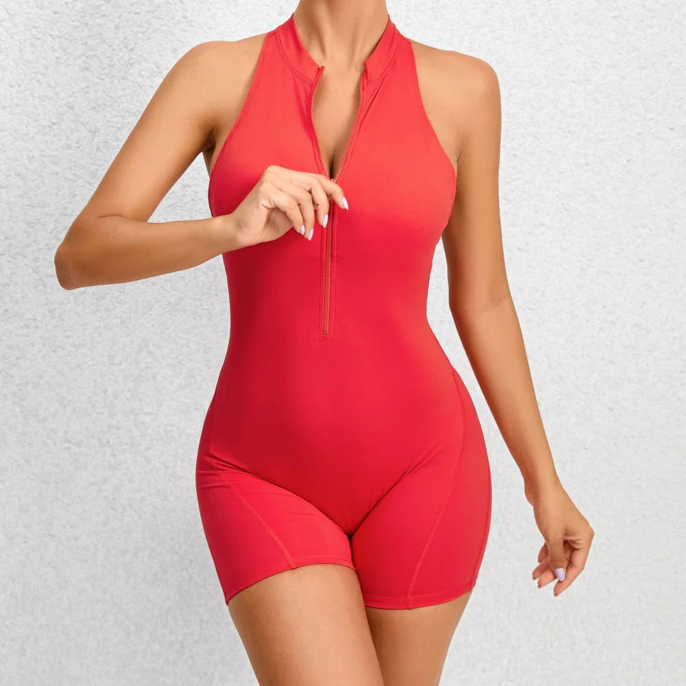 Women's Sleeveless Zip-Front One-Piece Jumpsuit with Adjustable Fit - Image 2