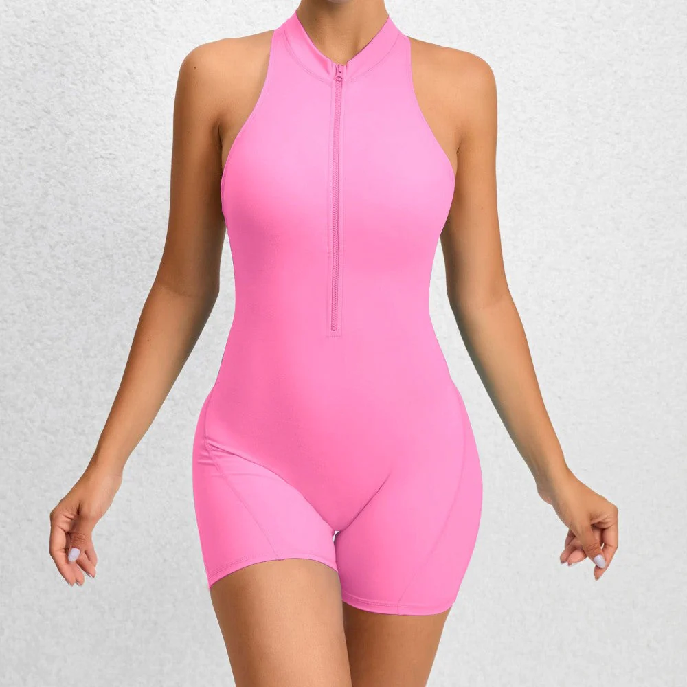 Women's Sleeveless Zip-Front One-Piece Jumpsuit with Adjustable Fit - Image 8