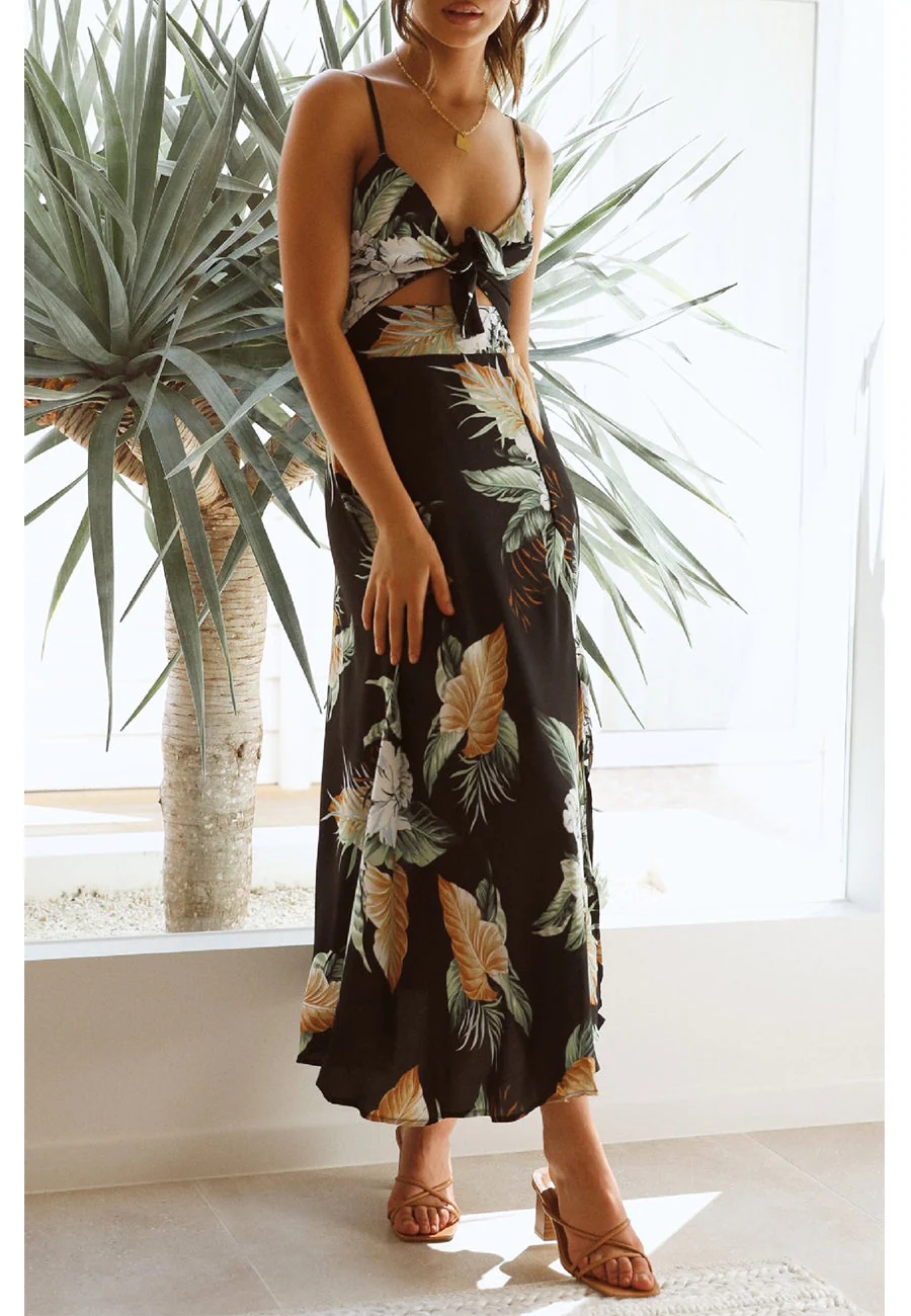 Tropical Print Cutout Dress - Image 3