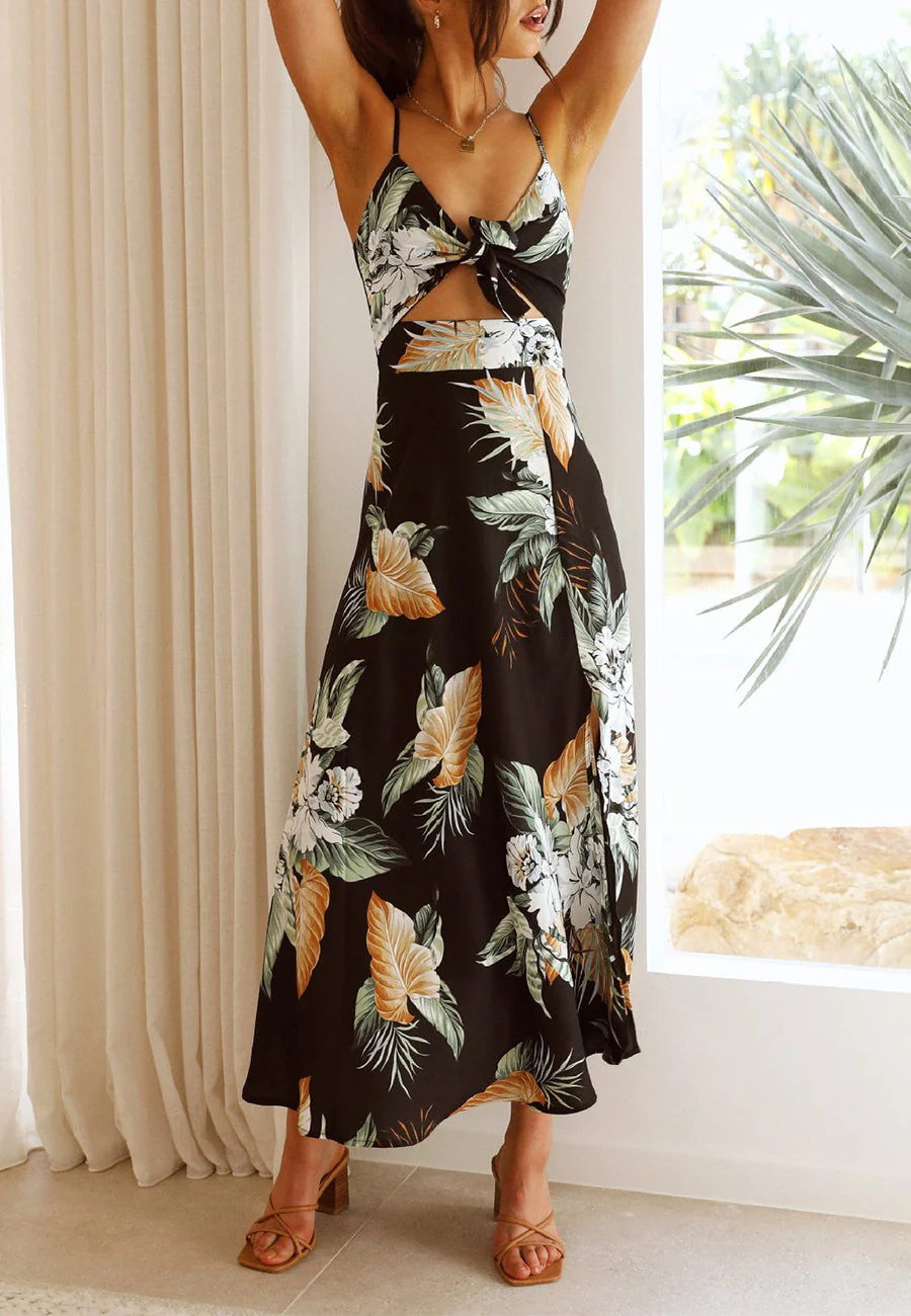 Tropical Print Cutout Dress - Image 4