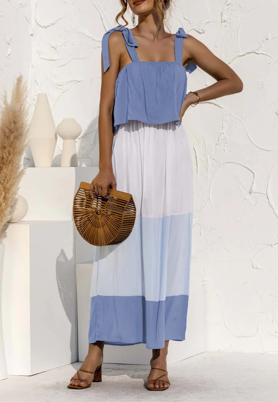 Tie Shoulder Color Block Dress - Image 14