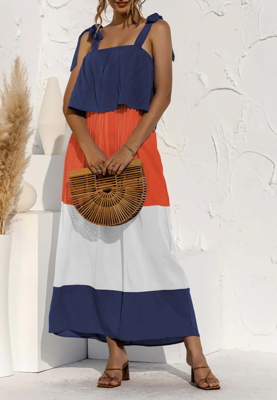 Tie Shoulder Color Block Dress - Image 20