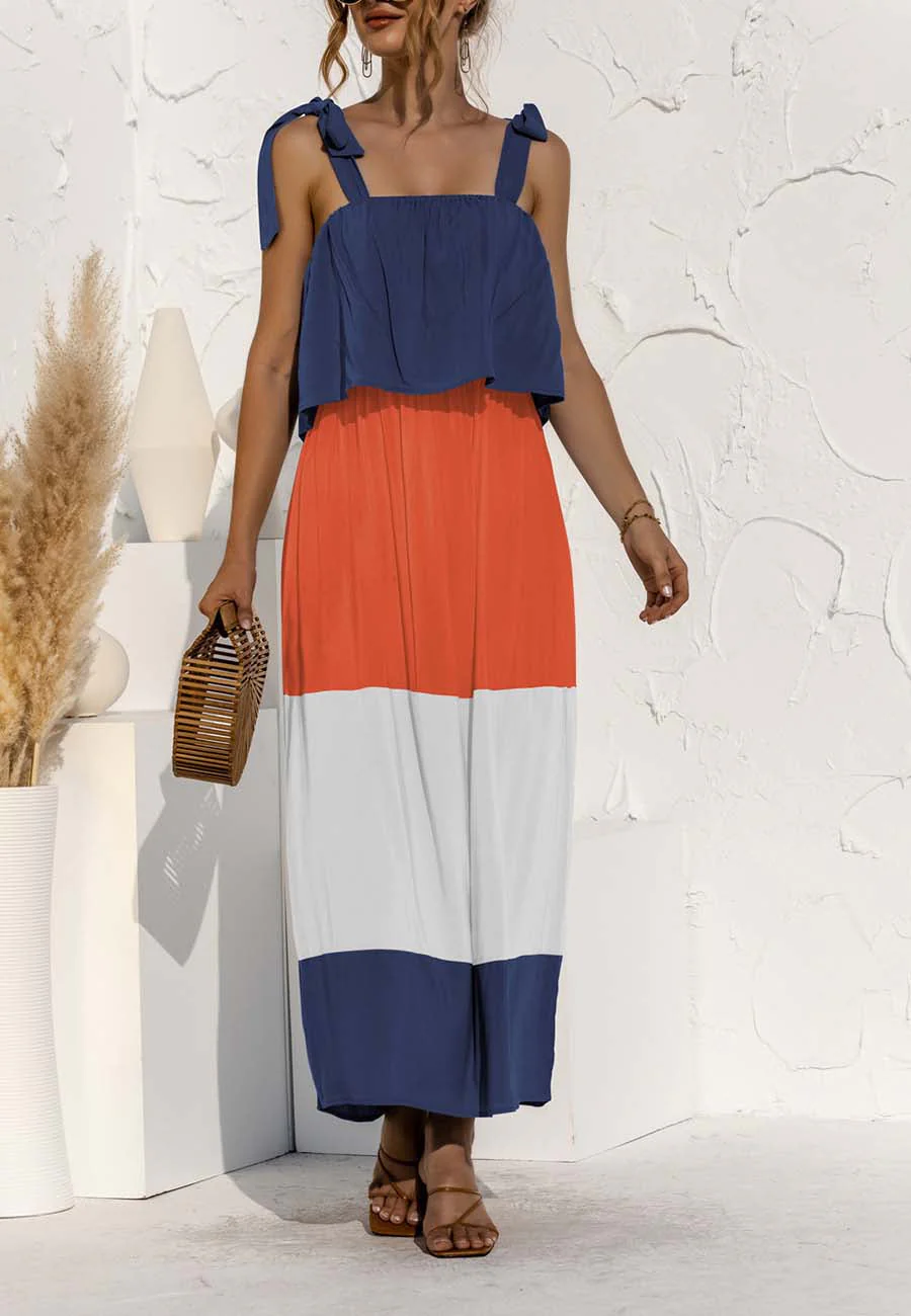 Tie Shoulder Color Block Dress - Image 5