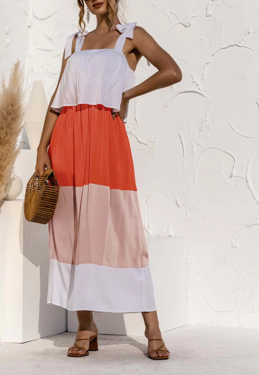 Tie Shoulder Color Block Dress - Image 8
