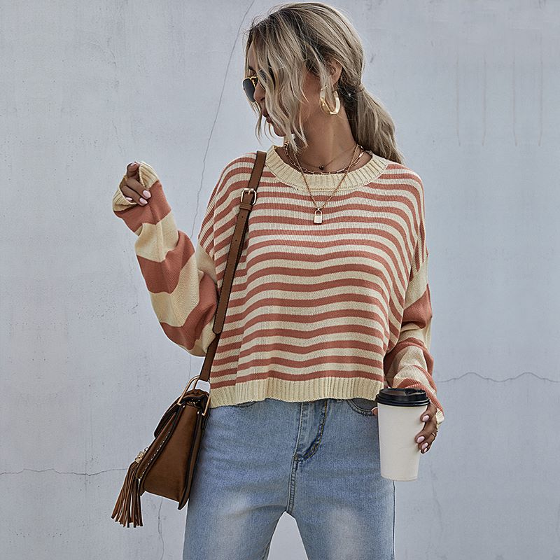Drop Shoulder Striped Fall Sweater - Image 3
