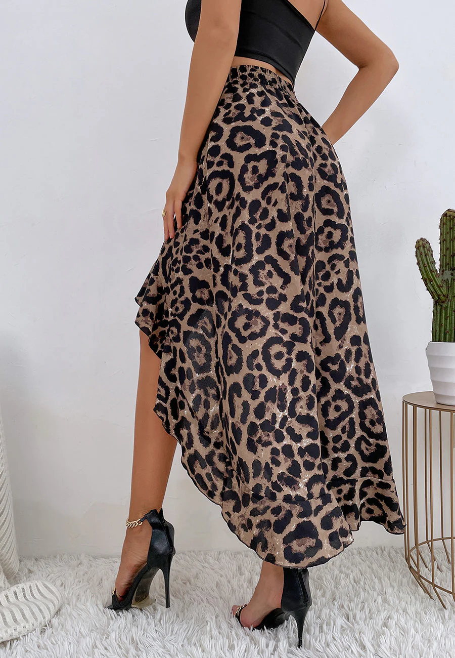 High Waist Printed Hi-Low Skirt - Image 15