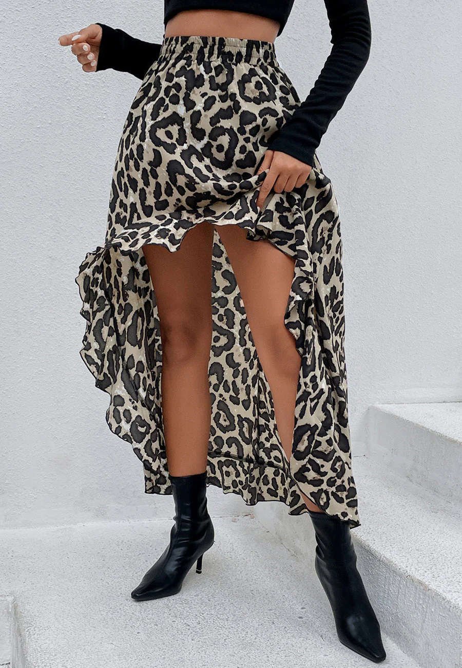 High Waist Printed Hi-Low Skirt - Image 3