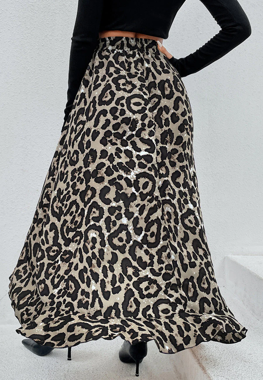 High Waist Printed Hi-Low Skirt - Image 7