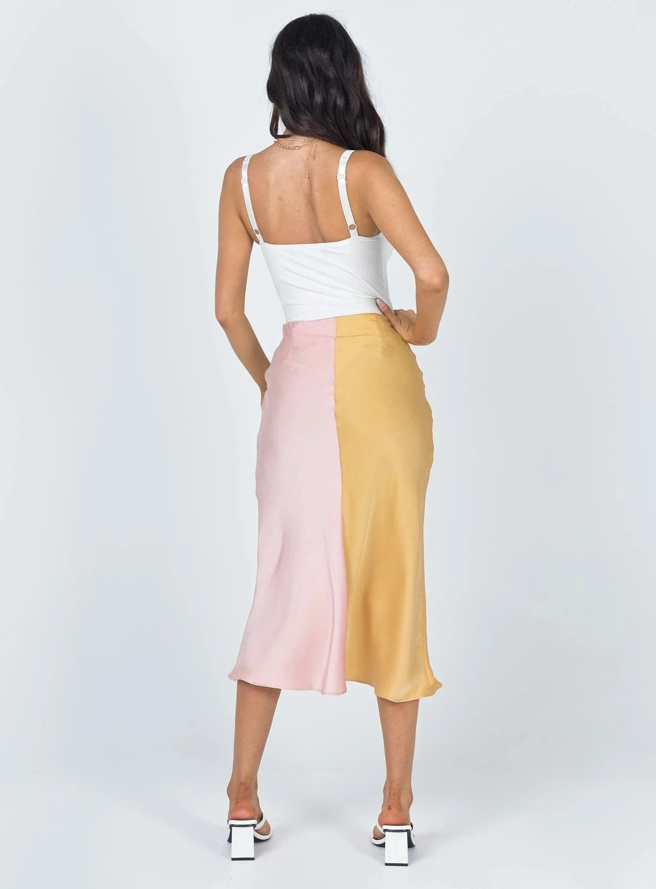 High Rise Dual Colored Pastel Midi Slip Dress - Image 7