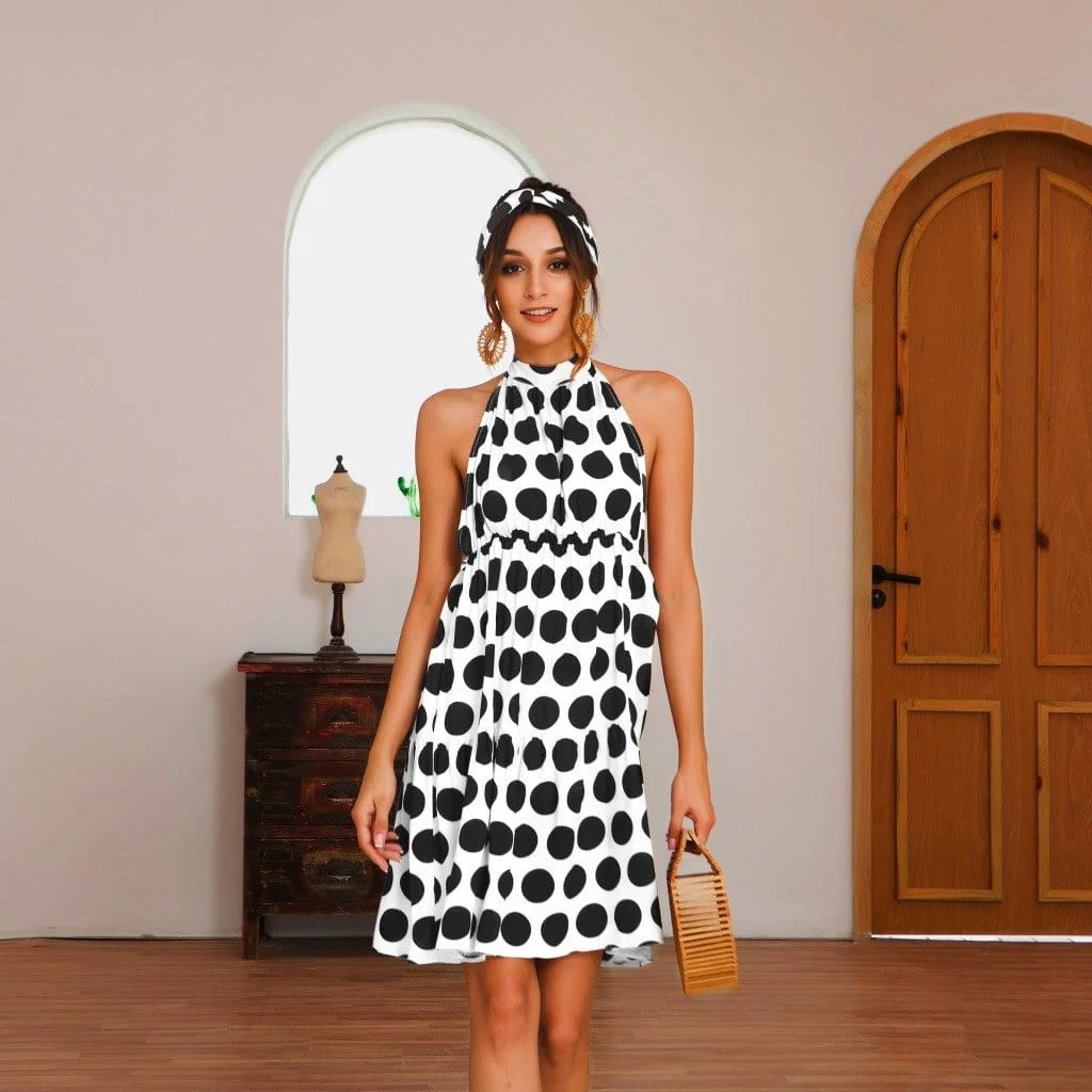 Halter Backless Polka Dot Dress - Image 12