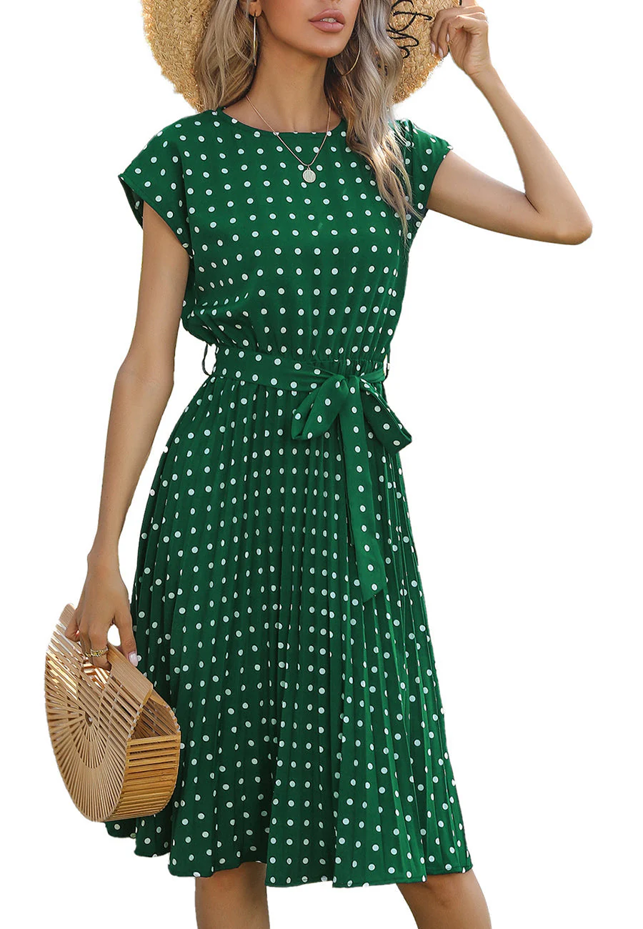 Polka Dot Cap Sleeve Dress - Image 13