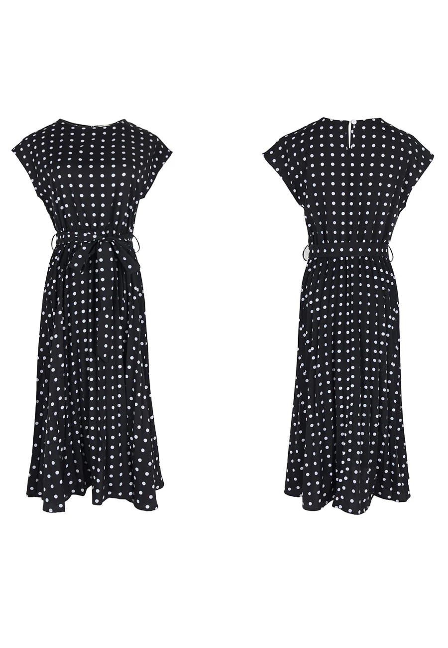 Polka Dot Cap Sleeve Dress - Image 3