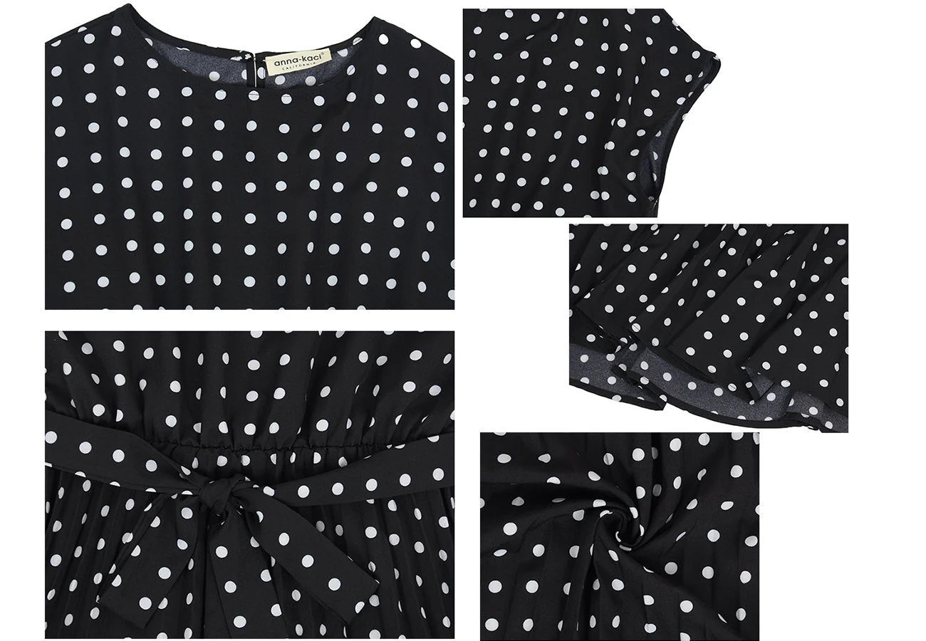 Polka Dot Cap Sleeve Dress - Image 4