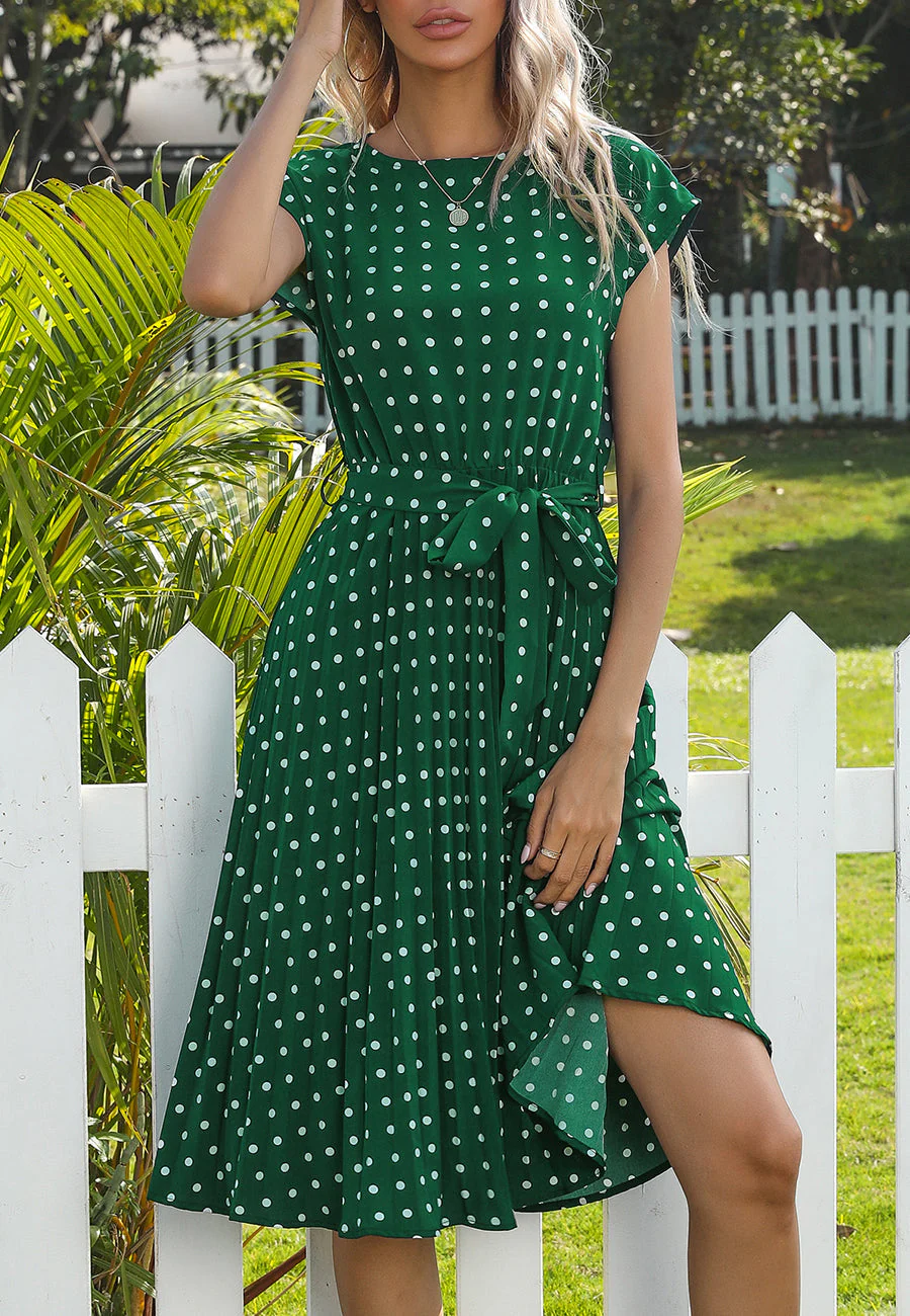 Polka Dot Cap Sleeve Dress - Image 6