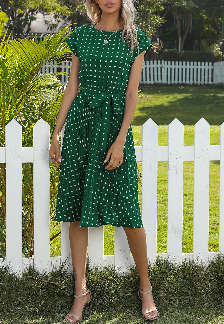 Polka Dot Cap Sleeve Dress - Image 7
