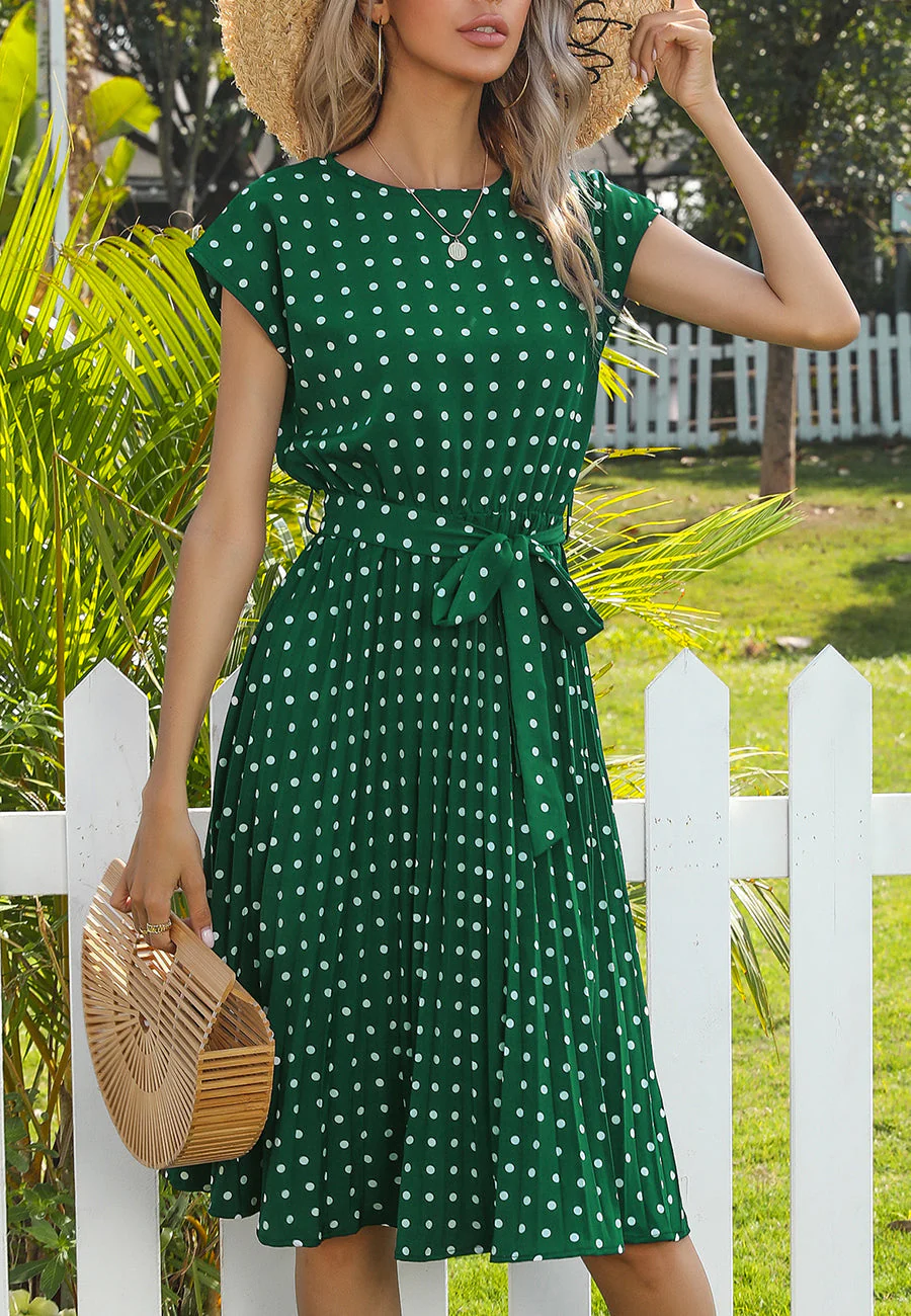 Polka Dot Cap Sleeve Dress - Image 8