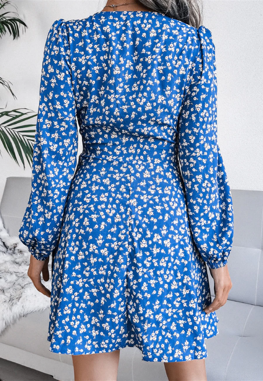 Plunge Floral Long Sleeve Dress - Image 11