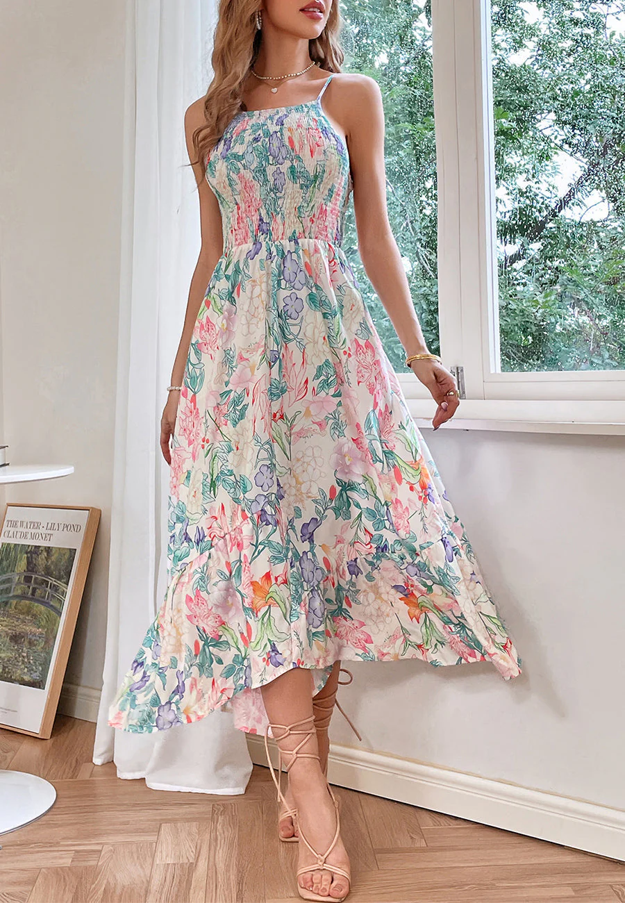 Multicolor Floral Print Halter Dress - Image 3