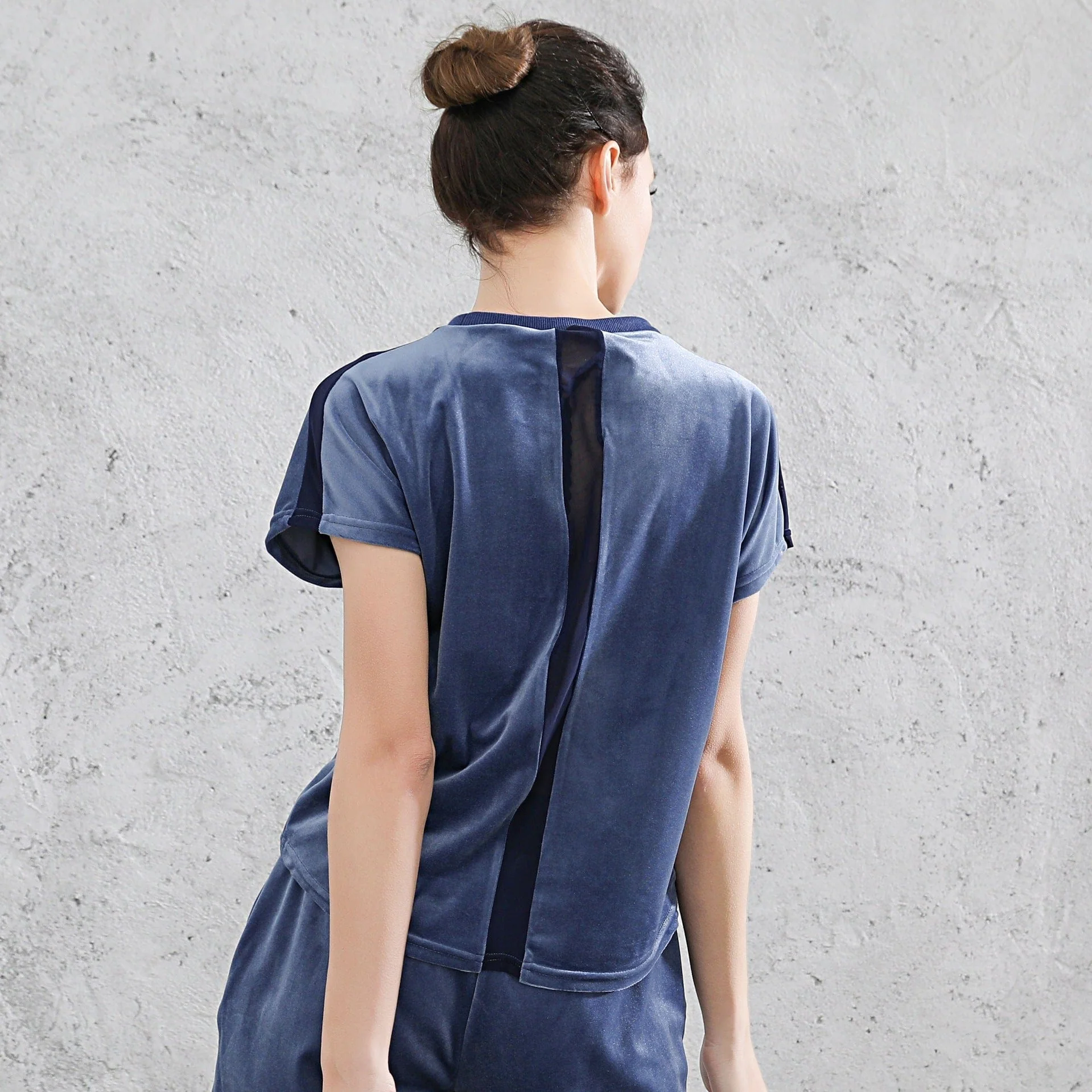 Mesh Lined Velvet Relaxed Tee - Image 3