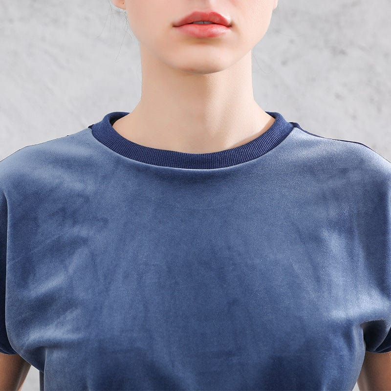 Mesh Lined Velvet Relaxed Tee - Image 4
