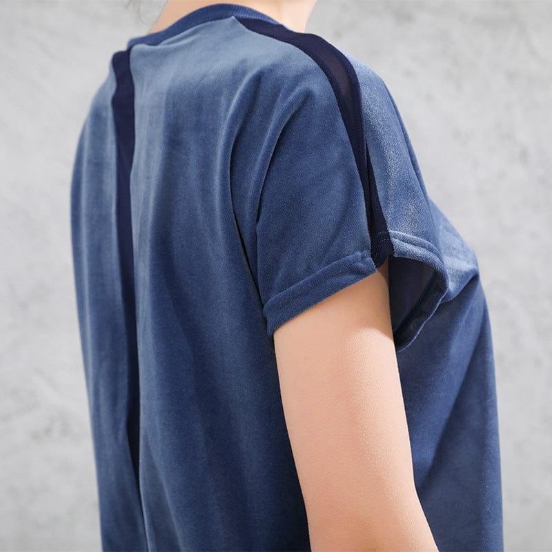 Mesh Lined Velvet Relaxed Tee - Image 5