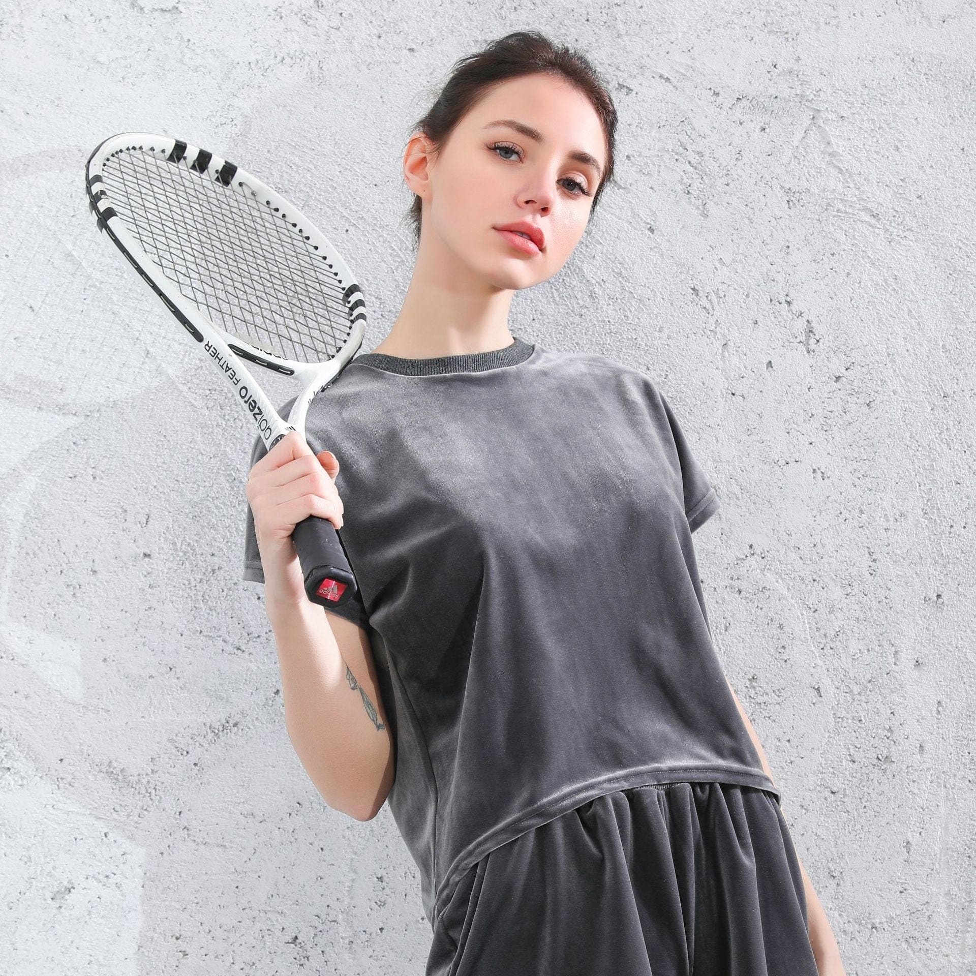 Mesh Lined Velvet Relaxed Tee - Image 6