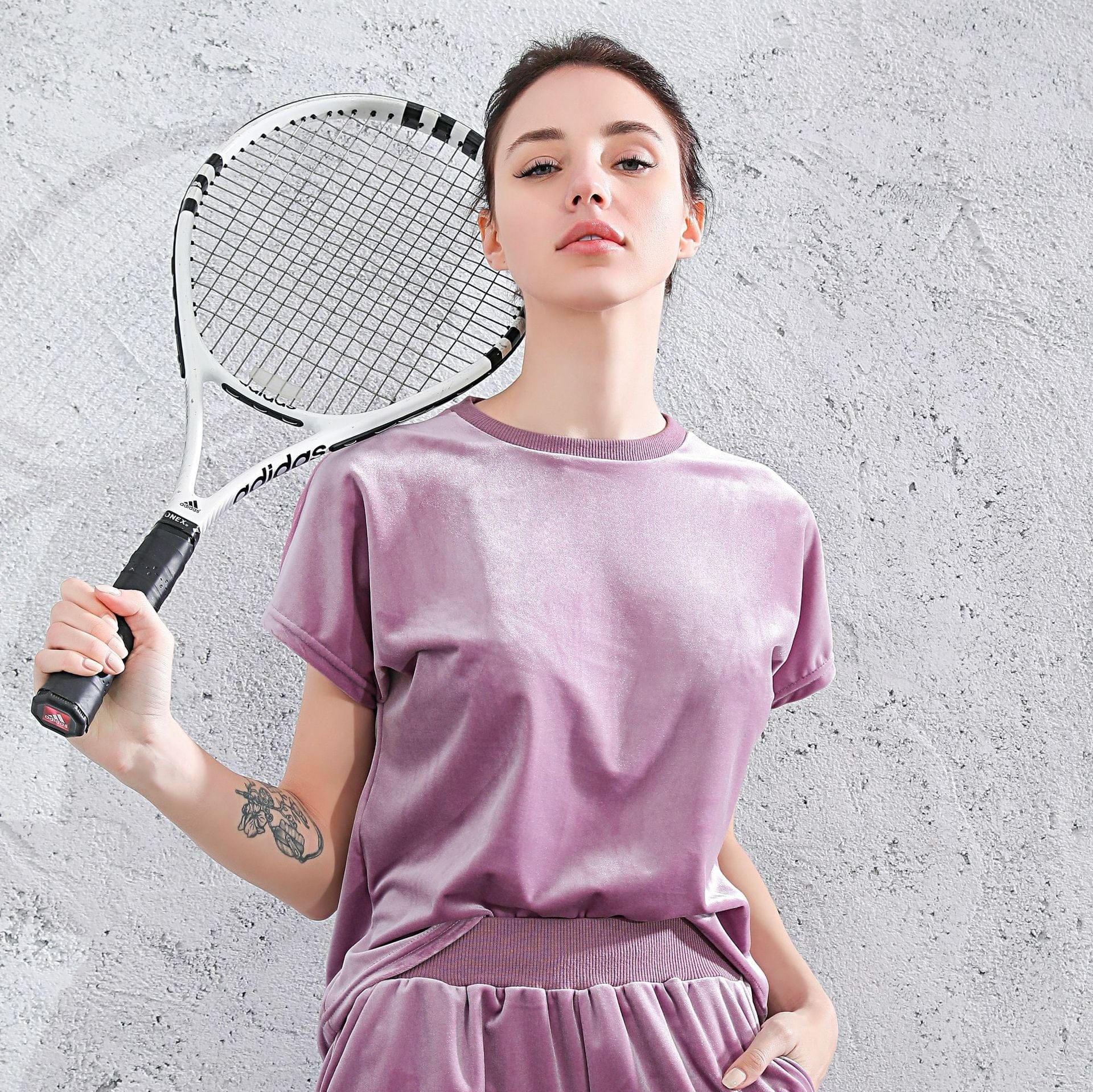 Mesh Lined Velvet Relaxed Tee - Image 8