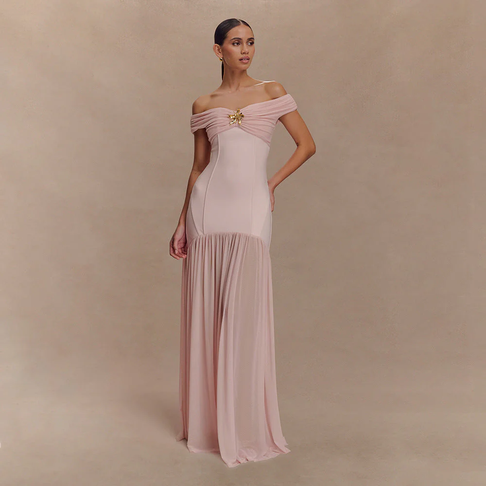 Backless Mesh Panel Midi Dress