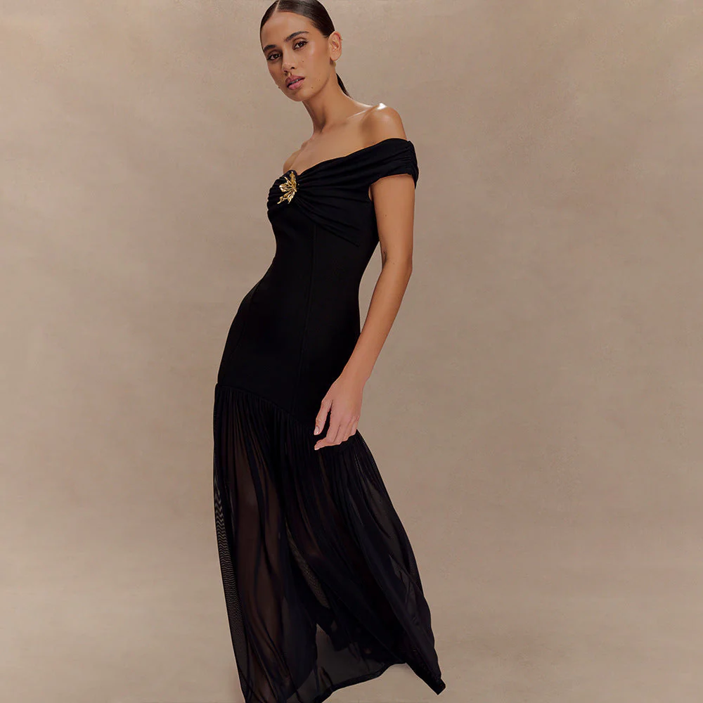 Backless Mesh Panel Midi Dress - Image 2