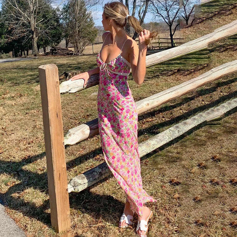 Floral Suspender Lace Long Dress - Image 5