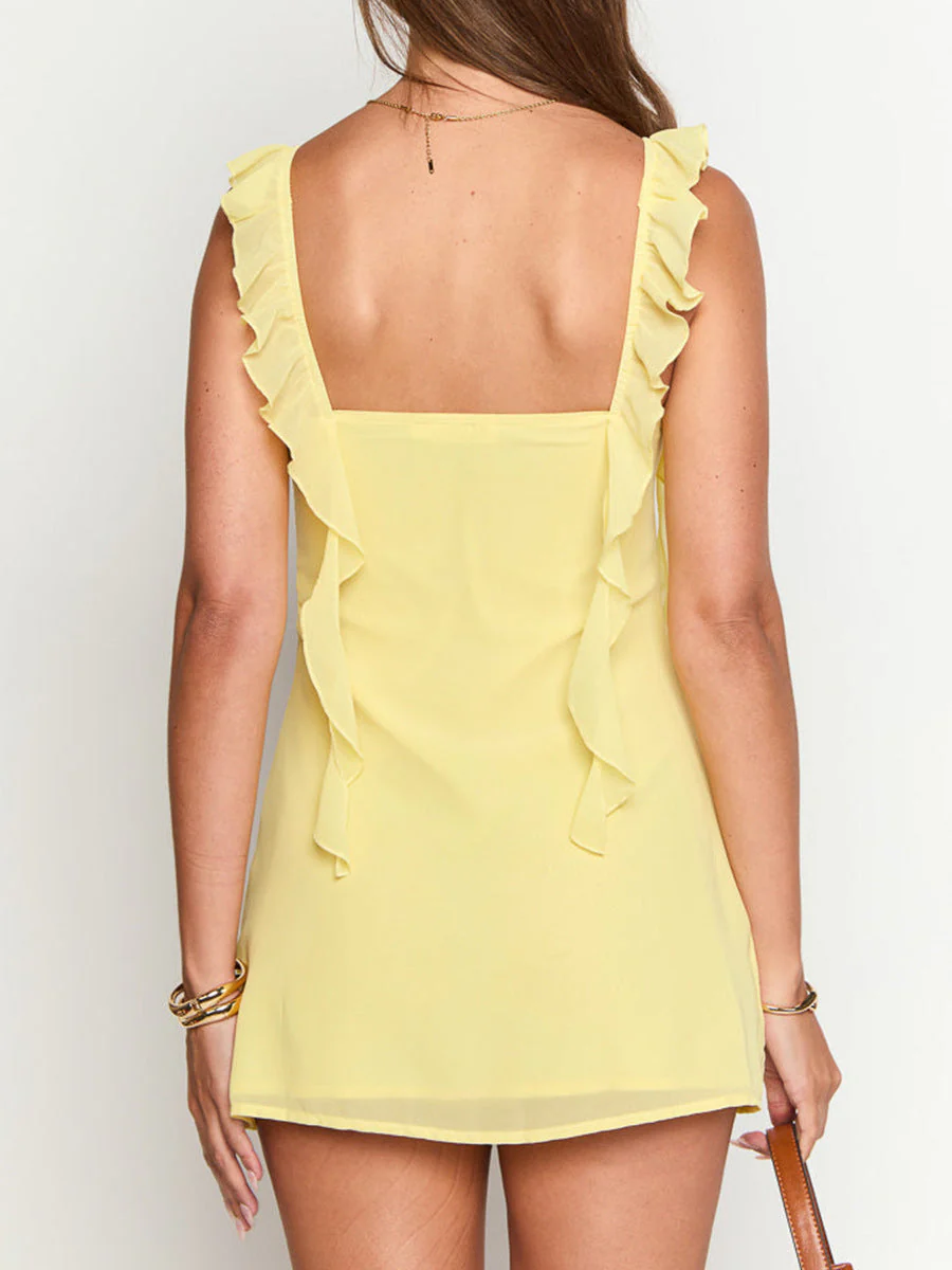 Chiffon Lace V-Neck Petite Dress Short - Image 6
