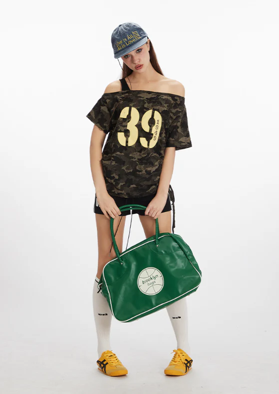 Camouflage Off-Shoulder Short-Sleeved - Image 5