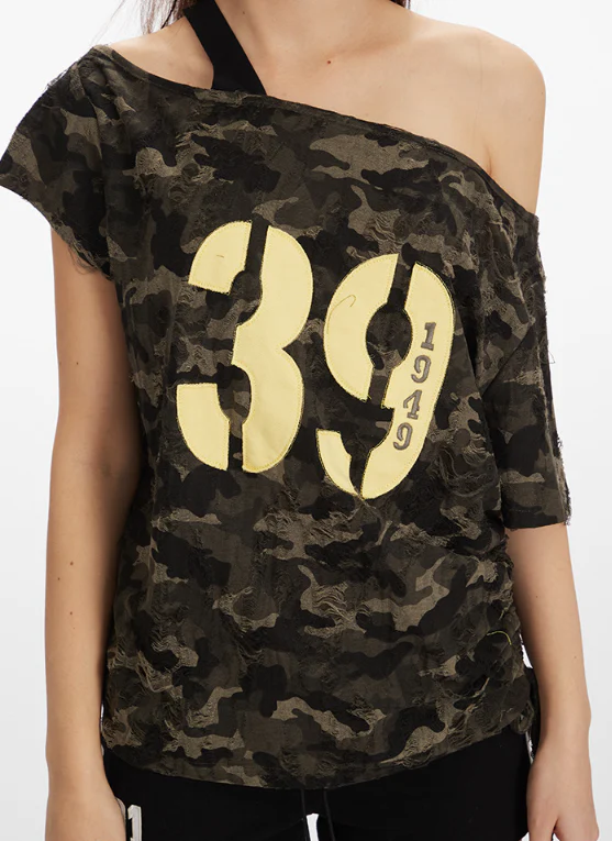 Camouflage Off-Shoulder Short-Sleeved - Image 6