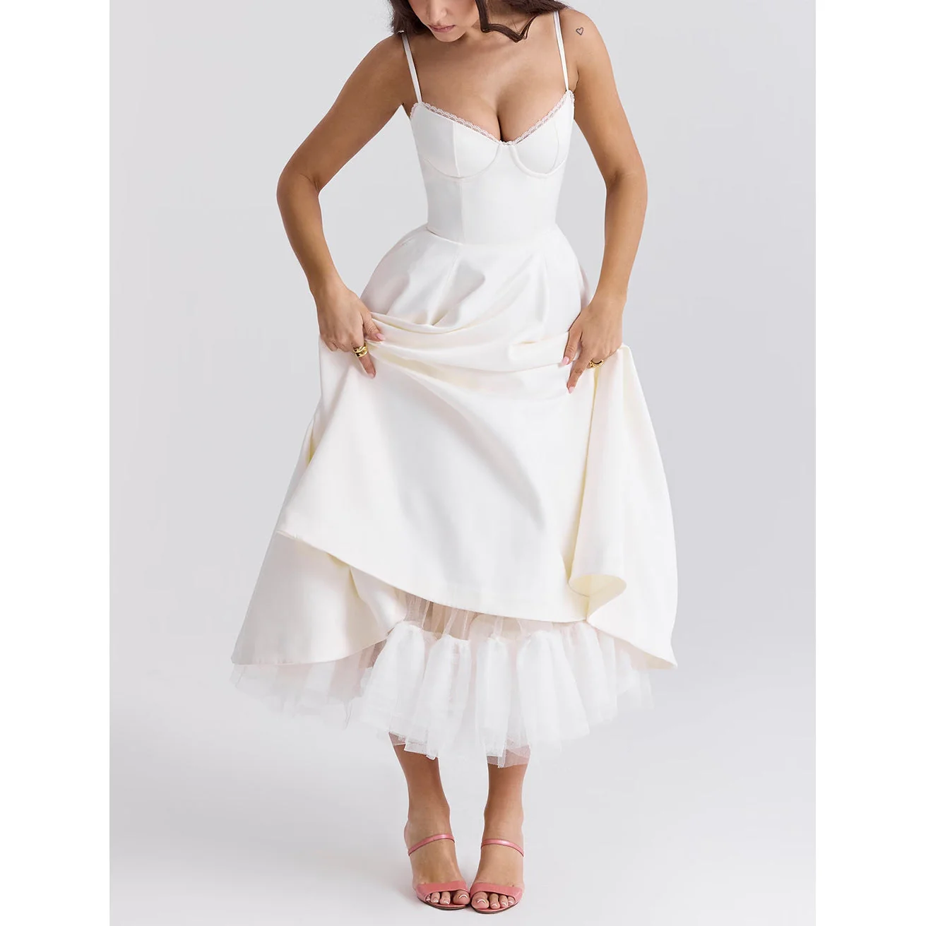 Suspender V-neck Sleeveless Dress Tutu Long Skirt - Image 3