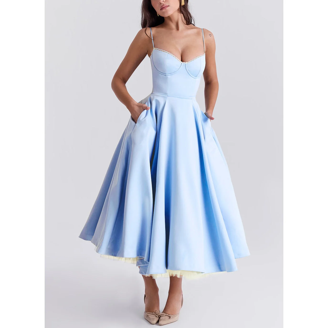Suspender V-neck Sleeveless Dress Tutu Long Skirt - Image 4