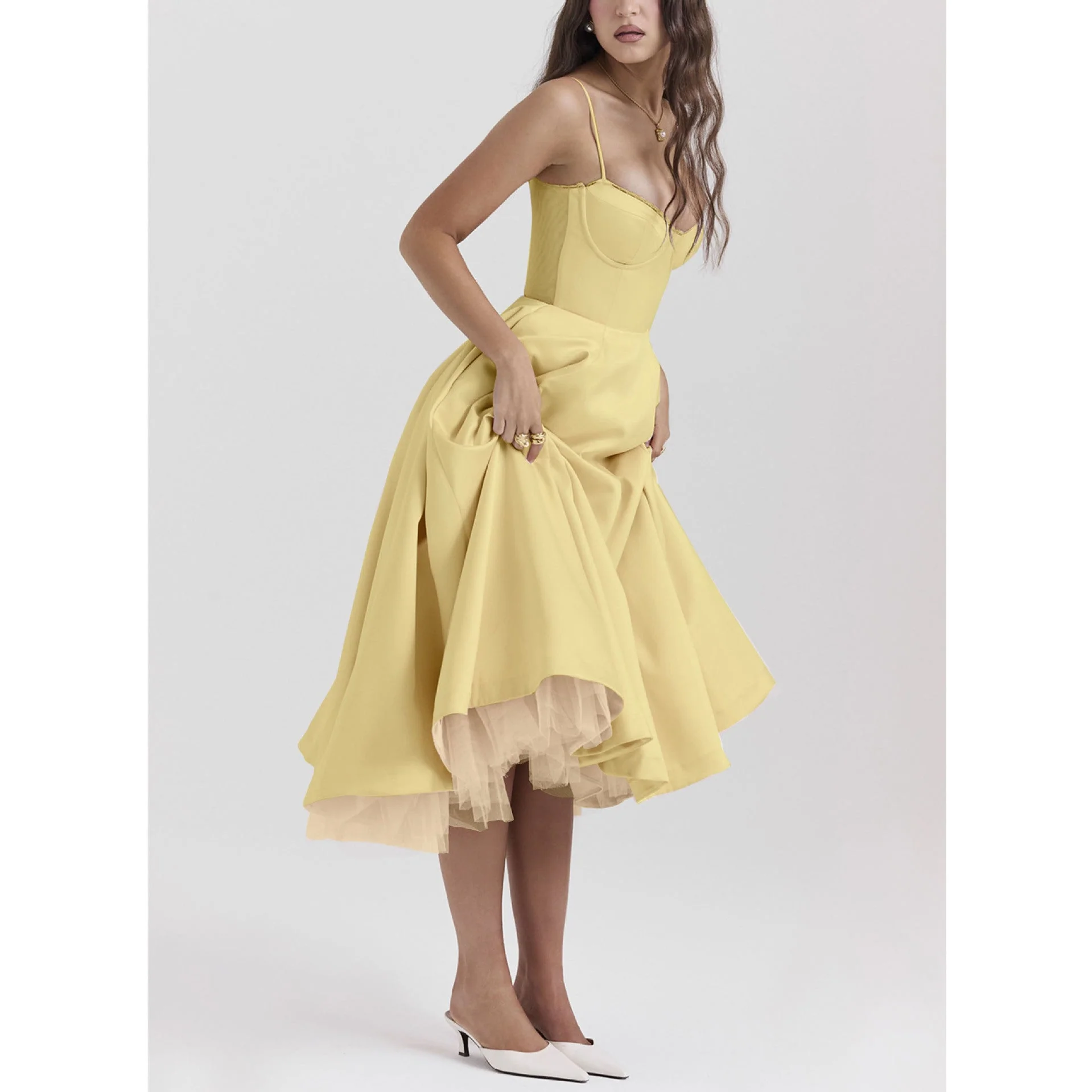 Suspender V-neck Sleeveless Dress Tutu Long Skirt - Image 7