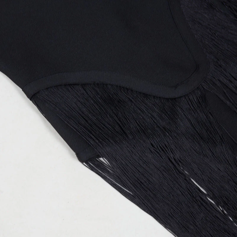Strapless Fringe Black Dress - Image 20