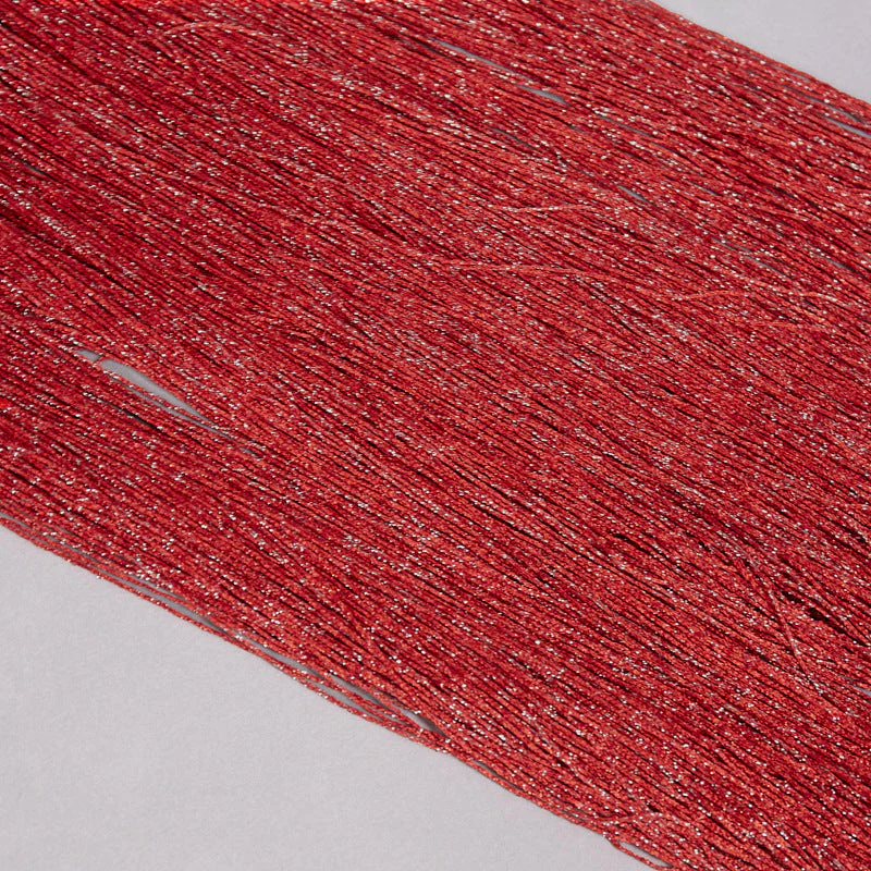 Strapless Fringe Red Dress - Image 11