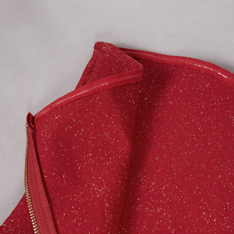 Strapless Fringe Red Dress - Image 15